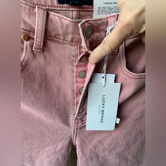 New With Tags Lucky Brand 90s Loose High Rise Crop Comfort Stretch Jeans In Pink - Picture 5 of 13